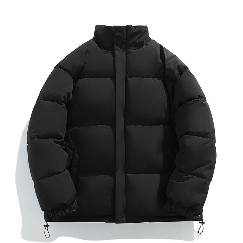 Herre vinterjakke med stående krage i bomull med lammefleece-fôr - avslappet, tykkere stil for par