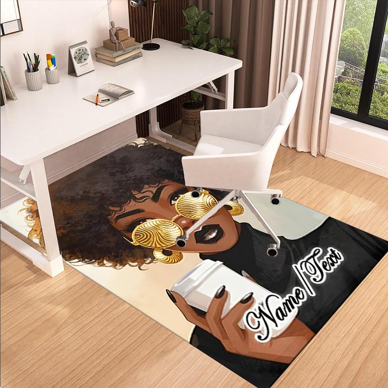 1PC Custom Name Golden Elegance Coffee Theme Floor Mat Ideal for Living Room, Game Rooms, Office, Bedroom,Floor Mat Playful Design