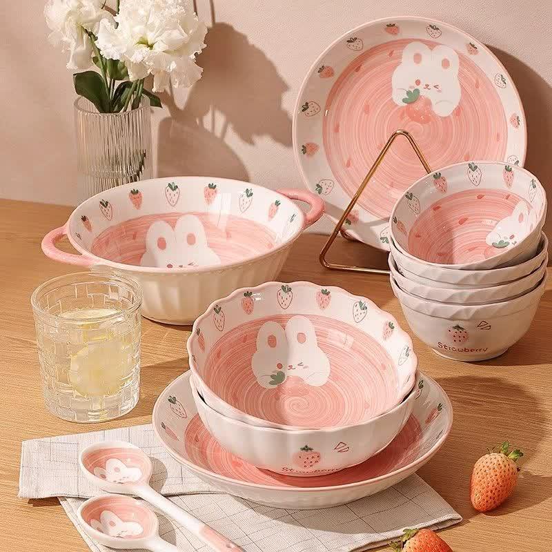 Younuo Cute Cartoon Ceramic Tableware Set