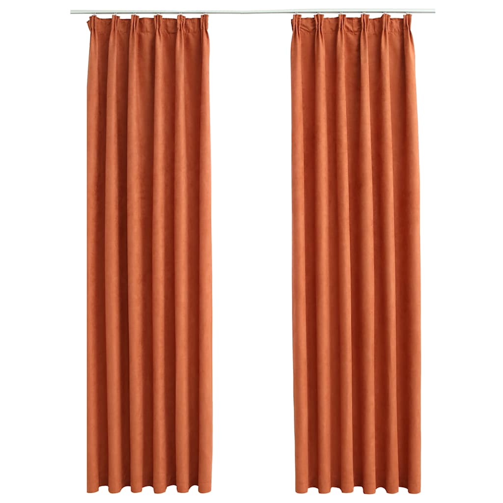 Blackout Curtains with Hooks 2 Pcs Rust Brown 140 X 175 Cm
