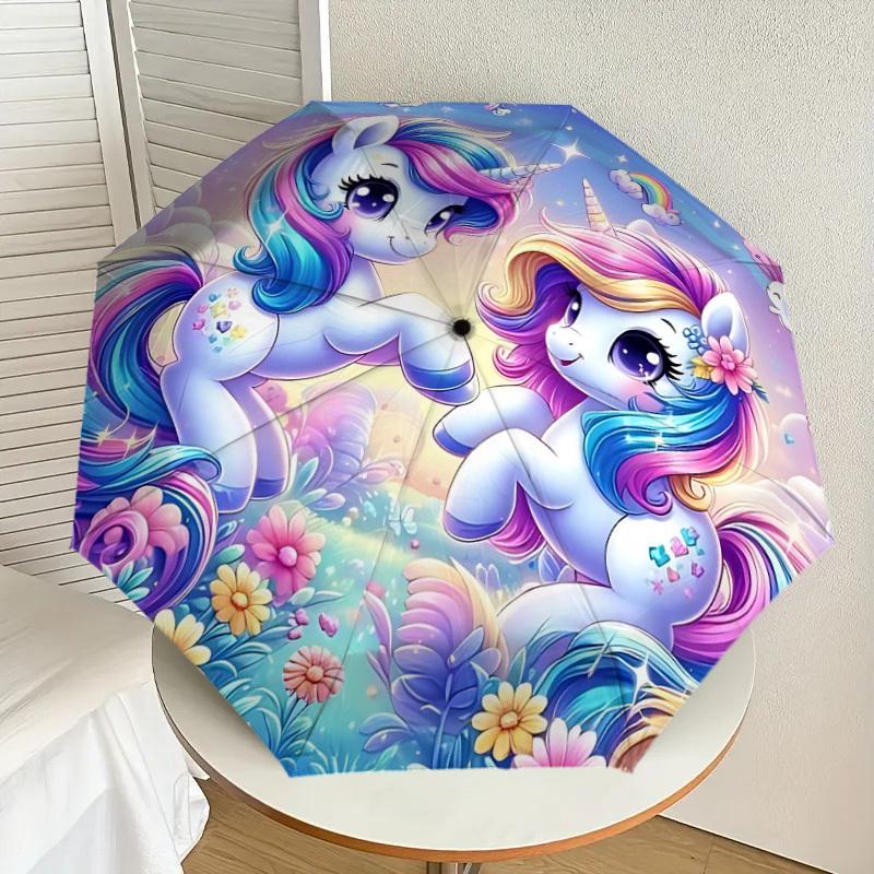 1PC Unicorn Fantasy Umbrella-8-Rib Reinforced Portable Folding Travel Suitable for All Seasons Outdoor Daily Use-H0381
