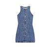 Summer New Product Women's Clothes Minimalist Style Metal Button Decoration Denim round Neck Short Sleeveless Dress 6147092
