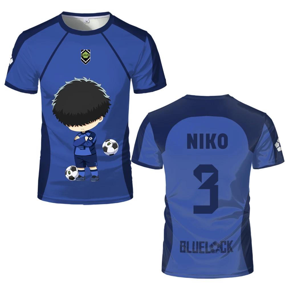 Japanese Anime Blue Lock Eleven Jersey Isagi Nagi Cute Pattern 3D Print T-shirt Men And Women Cartoon Character Print Tops