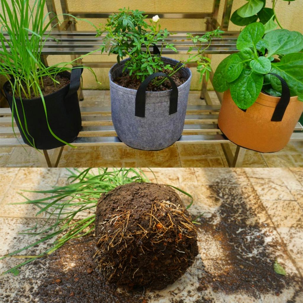 2/5/10 Gallon Garden Grow Bag Felt Plant Growing Pot Flower Vegetable Fruit Herb Fabric Container Indoor Outdoor Planting Tools