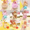 Cream Jinnew Bear Plush Key Tag Pvc Cartoon Keychain For Backpack Or Idea Gift
