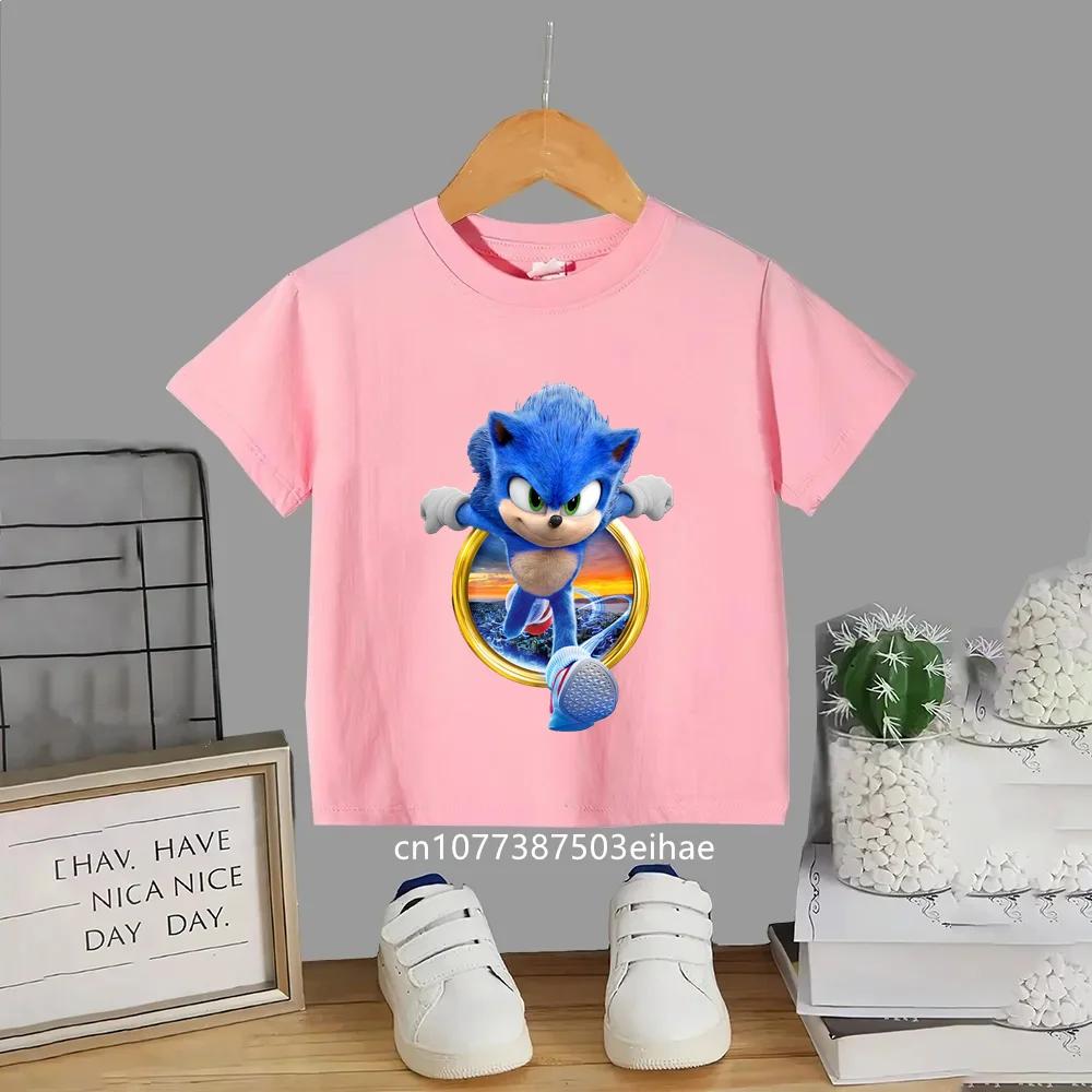 Children Round Neck TShirt Anime Sonic Cartoon Design Casual Fashion Style Comfortable Breathable Short Sleeve Daily Casual Tee