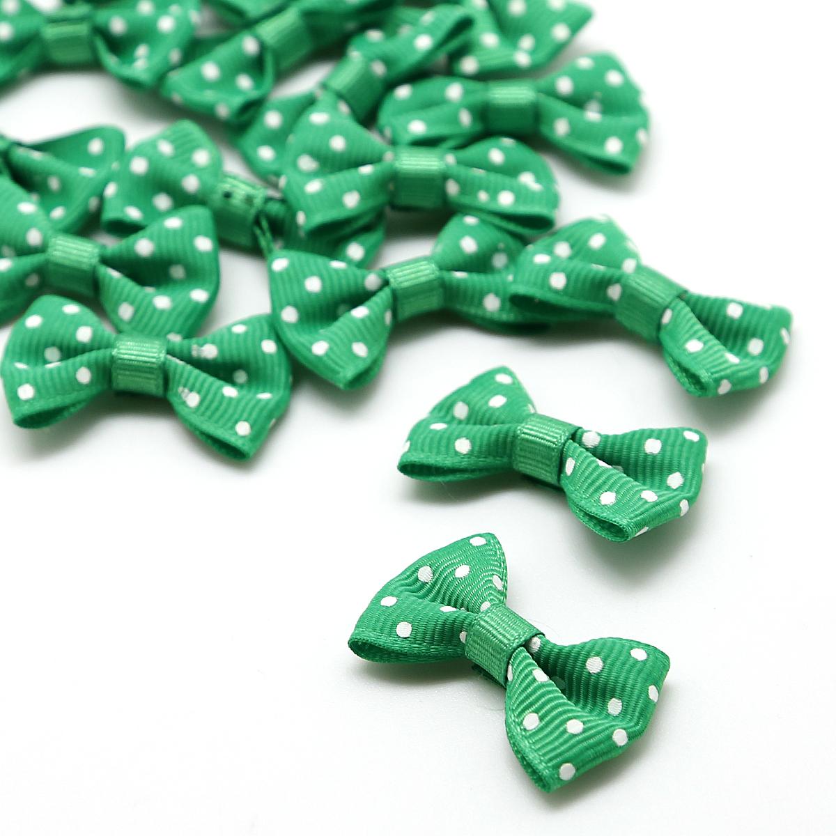 

25/50 шт., атласная лента в горошек, разноцветная атласная лента в горошек, бант для шитья, свадебное украшение галстука-бабочки 4x2.5cm 25pcs зелёный