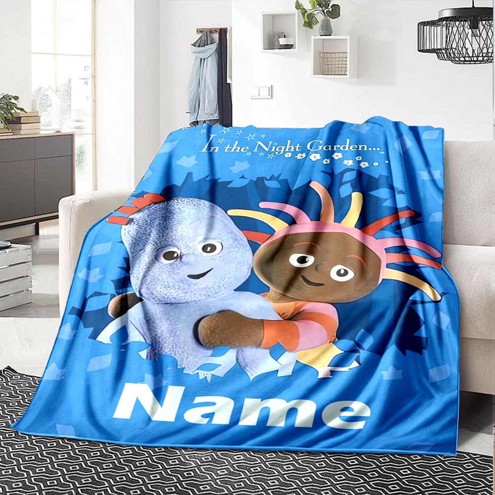 Custom Name In the Night Garden Theme Printed Blanket - Perfect for Couch, Bed, Travel & Outdoor Use | Machine Washable, Cozy & Durable.