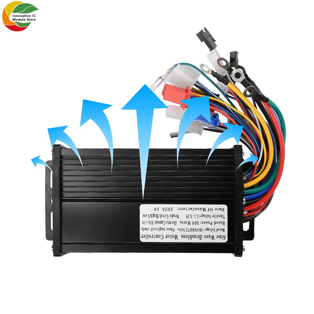 Black Gold Sine Wave 500W 36V/48V/60V/72V 30A Three-Mode Silent Brushless Motor Controller for E-Bikes