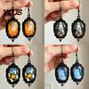 Dark Academia Accessories Gothic Ghost Earrings, Vintage Style Matte Black Alloy Dangle Halloween Earrings for Women Decorative Jewelry Daily