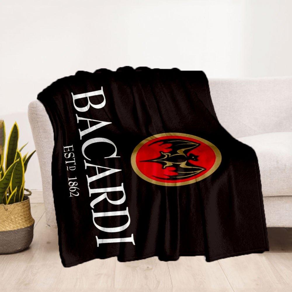 Bacardi Rum 1862 Bat Logo T-ShirtBlanket Flannel Throw Blanket for Sofa, Bed, Travel, Camping, Office, Couch, Chair, And Bed Gift for Christ