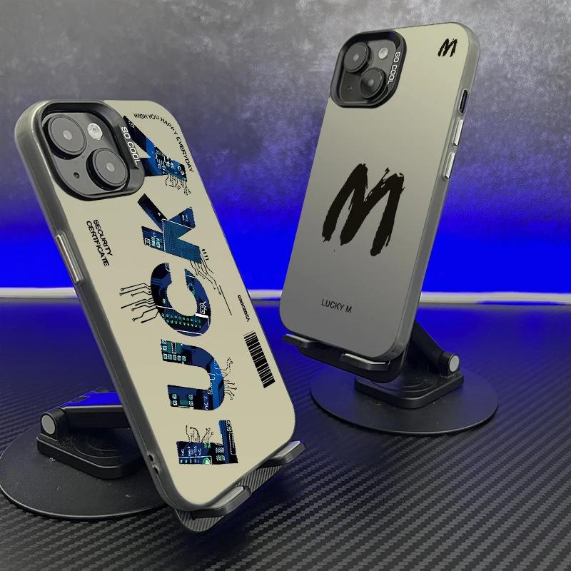 Lucky Letter for Apple 16/15promax Mobile Phone Case iPhone 14 Color Silver 13 Creative 12 Personality 11