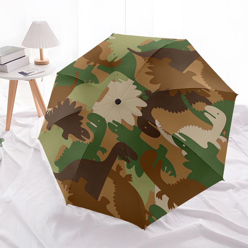 1pc Dinosaur Camouflage Pattern Umbrella with Plastic Handle,Compact & Stylish,Cartoon Pattern,Outdoor UmbrellaPT484