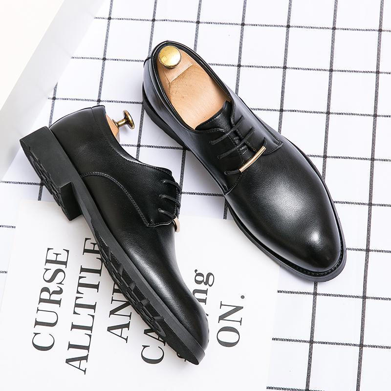 Autumn small leather shoes men's soft leather Korean version British business dress pointed casual trend hairstylist men's shoes