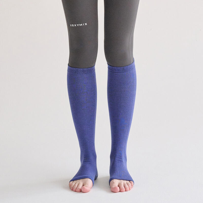 1 пара женских нескользящих носков для пилатеса с открытыми пальцами до колена 1 pair of sand beige