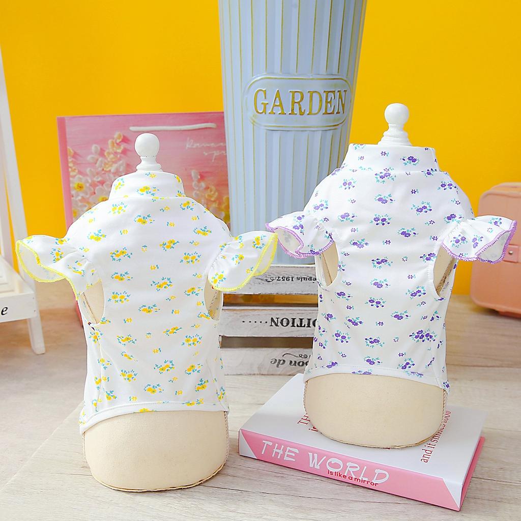 Spring and Summer New Fashion Flying Sleeves Small Fresh Pet Clothing Dog Clothes Teddy Applicable Dog Clothes