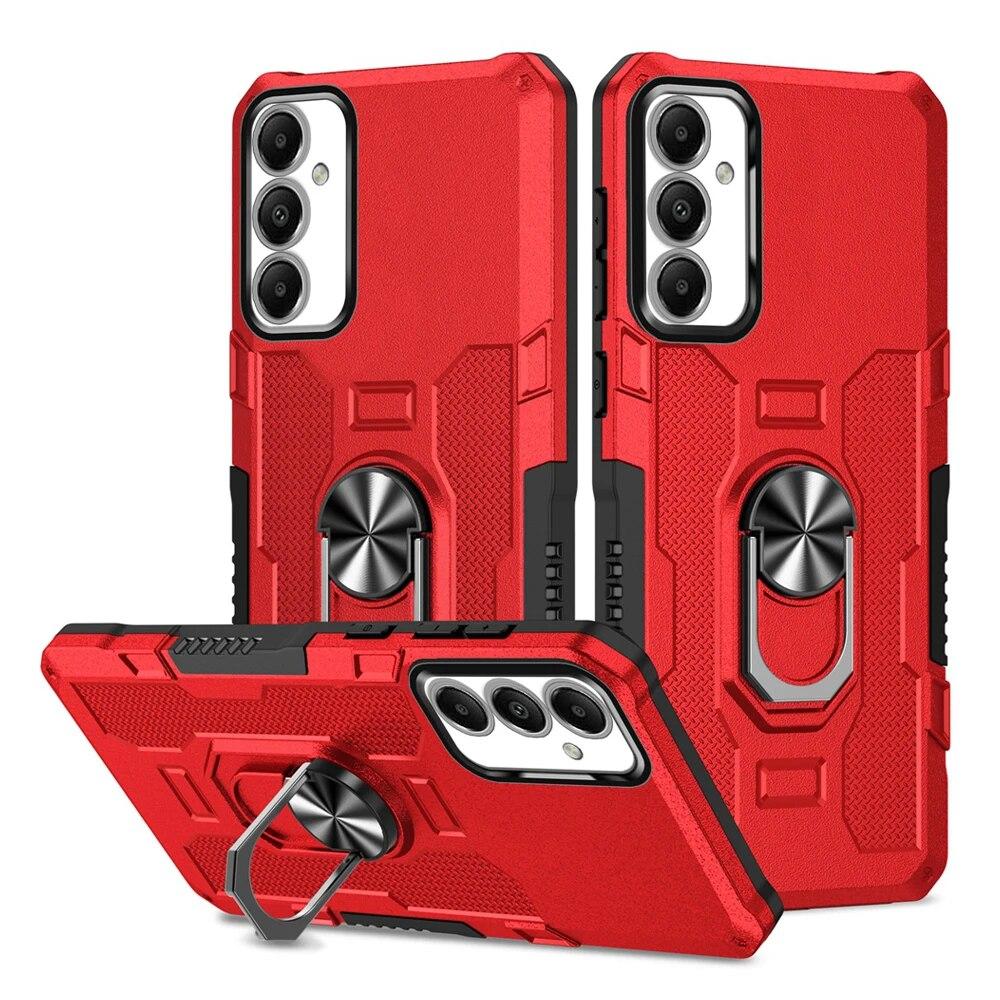 

Противоударный защитный чехол KEYSION для Samsung A55 5G A35 A25 A15 4G A05, силиконовый чехол с металлическим кольцом и подставкой + чехол для телефона из ПК для Galaxy A05S for Samsung A05S красный