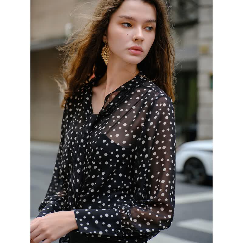 Women's Polka Dot Long Sleeve Shirt
