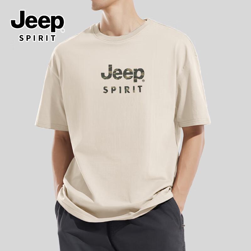 

Мужская хлопковая футболка с коротким рукавом JEEP SPIRIT, плотный хлопок 4XL