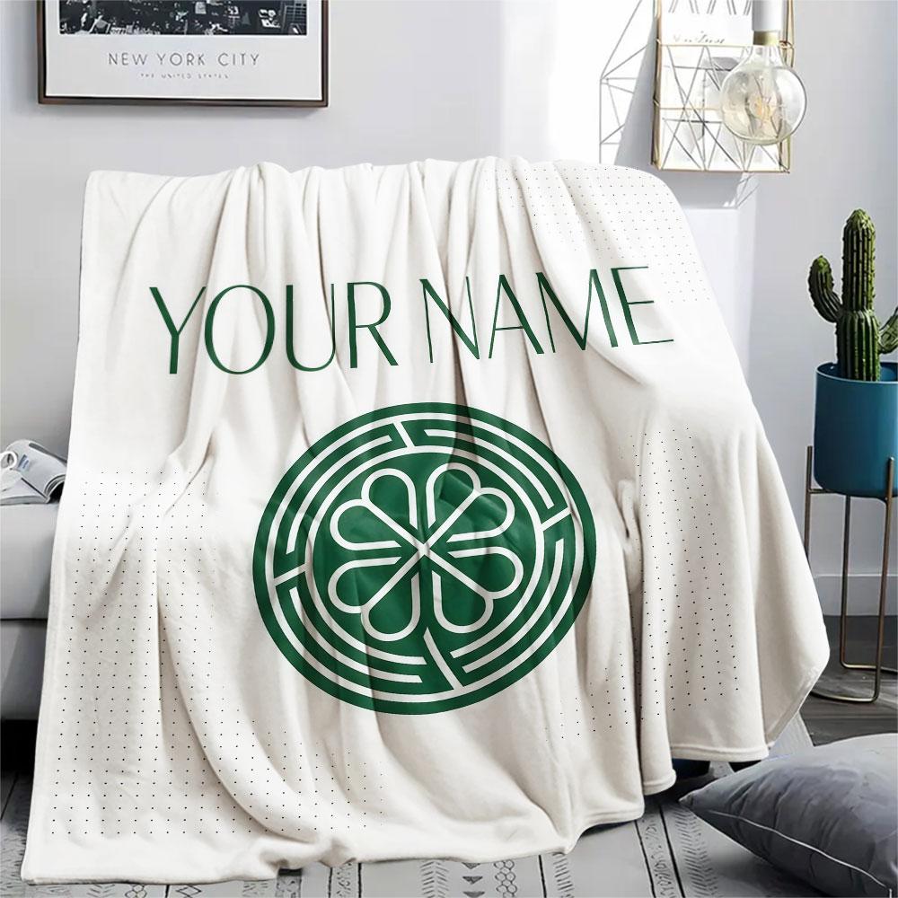 Custom Name,Celtic Football Club Printed Flannel Blanket, soft throw for bedroom sofa, washable, Christmas present, great gift.