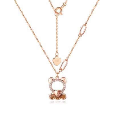 MIKAMU Earrings Bear Necklace Bear Ring Bracelet Finest Diamond CZ Silver 925 Sterling Silver Earrings Bear Necklace Safe Metal Allergy Compatible