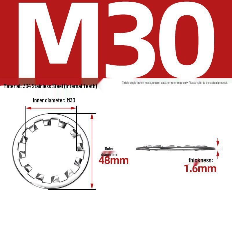 304 Stainless Steel Multi-Tooth Anti-Slip Lock Washer with Internal/External Teeth