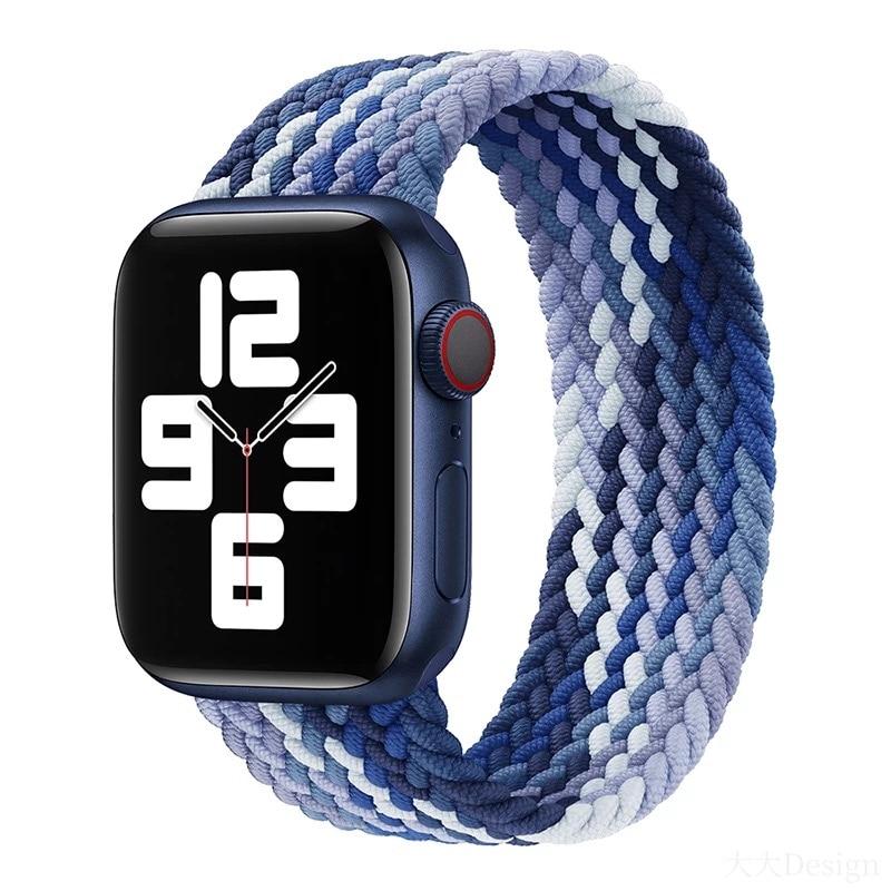 

Плетеный ремешок Solo Loop для Apple Watch SE 6, 7, 45 мм, 41 мм, 44 мм, 40 мм, 42 мм, 38 мм, ткань, нейлон, эластичные аксессуары, ремень, браслет, ремешок для iWatch 3, 4, 5 41mm 40mm 38mm #8/#9 L