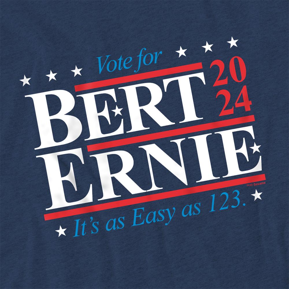 Sesame Street Unisex Adult Bert Ernie For President 123 Vote Heather T-Shirt
