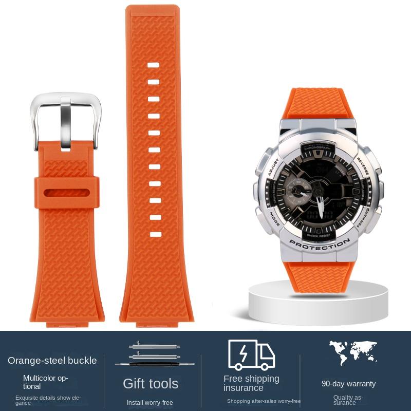 For Casio G-SHOCK GA110 GM110 GM-110GB Silicone Small Steel Cannon watchband Red Blue Color Blocking Orange Resin Watch Strap