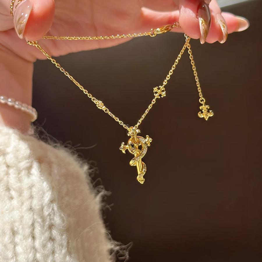 Year Of The Snake High-End Scepter Spirit Snake Necklace Iris Cross Light Luxury Niche Cold Sweater Chain Ring Set