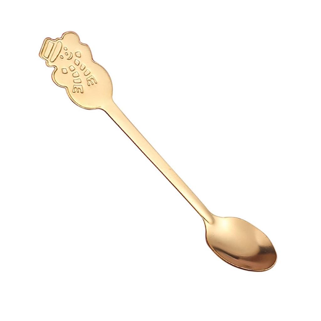 Christmas Gold Cartoon Coffee & Dessert Spoon Fork Set – Stainless Steel Pendant Gift Box