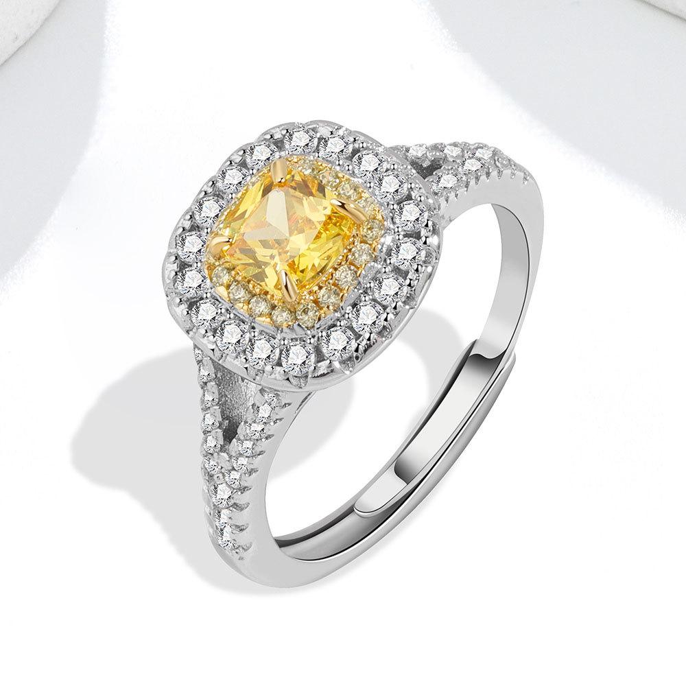 

Women Yellow Square Zircon Open Ring Adjustable Fashion Jewelry Accessory For Daily Wear Elegant Gift opening adjustable біле золото кольору