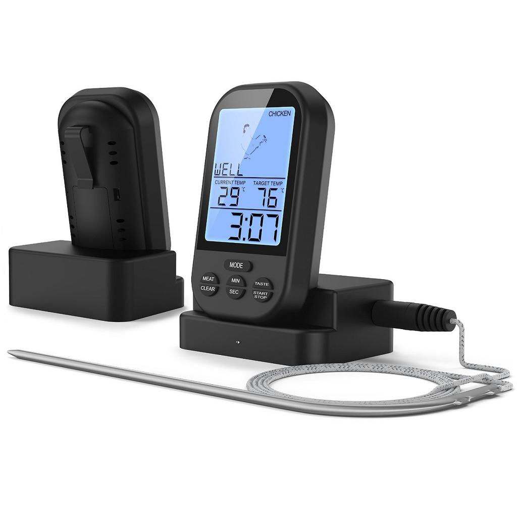 Wireless Digital Thermometer Remote Cooking Thermometer With Timer-included Food Probe For Oven Grill Smoker Bbq