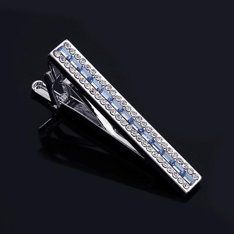 Classic Shiny Strip Zircon Tie Clip Cufflink Set Premium Alloy Fashion Retro for Groomsmen Anniversary Gifts