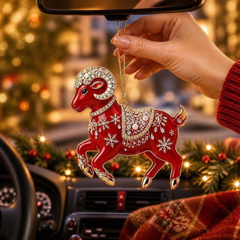 Glänzendes Ziegen-Hängeornament Acryl-Weihnachtsbaumschmuck Neues Sternzeichen Ziege Souvenir Taschenanhänger