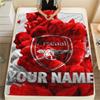 1PC Custom Name Arsenal Patterned Flannel Blanket Suitable For All Seasons for Home Decor Warmth and Comfort Gifts Holiday Present