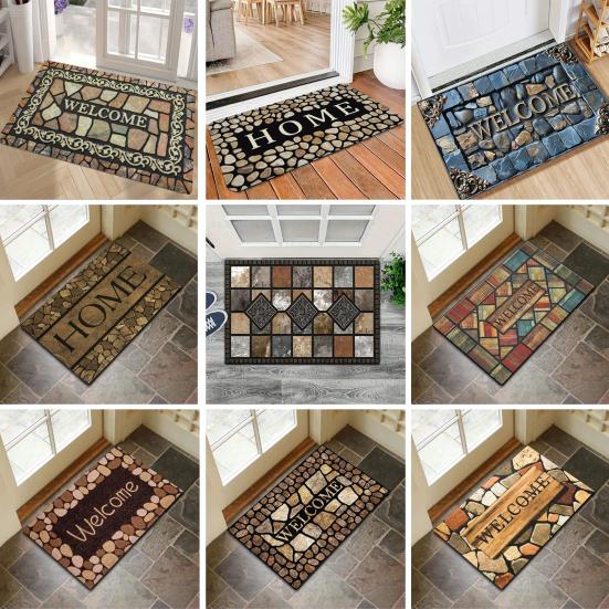 Welcome Floor Mat Non Slip Absorbent Entryway Rug Indoor Outdoor Entrance Doormat for Patio Hallway Home Decor