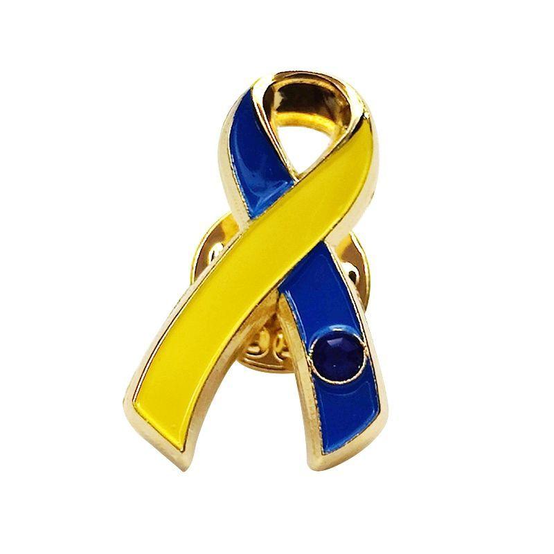 New Ukrainian Badge, Metal Ukrainian Flag Brooch Collection with Rhinestone Ribbon Badge Pin Badge