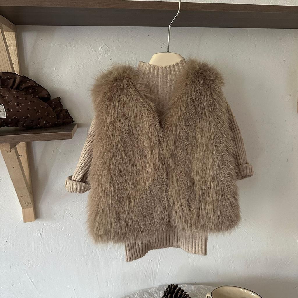 Children Korean Imitation Fur Vest for Autumn and Winter Versatile Top for Girls