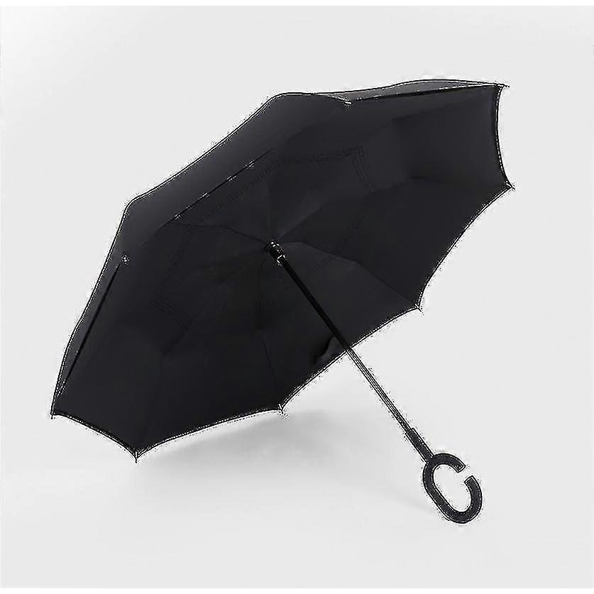 C- Parasol Folding Rain Windproof Umbrella Double Layers Inverted Reverse--red Chrysanthemum