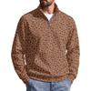Herren Pullover mit Reißverschluss, Leopardenmuster, Stehkragen, Lässig, Knitterfrei, Sportliches Oberteil für Herbst Winter