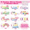 11 Positive Affirmation Mirror Stickers | Reble Static Decals with Motivational Quotes | Teen Girl Gift for Pirational Bathroom Mirror & Window Decor