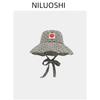 Sweet Love Plaid Bucket Hat Women's Spring Summer Foldable Large Brim Sunshade Sunscreen Washbasin Hat