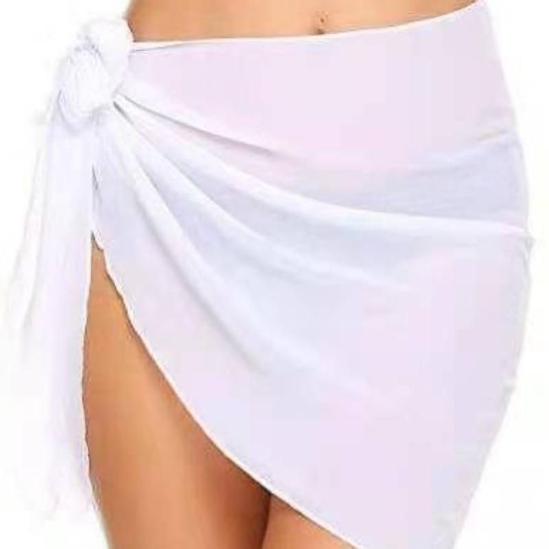 Sheer Wrap Dress Women's Swimsuit Bodycon Swimsuit Skirt Beach Bikini Cover-Up Dress Chiffon