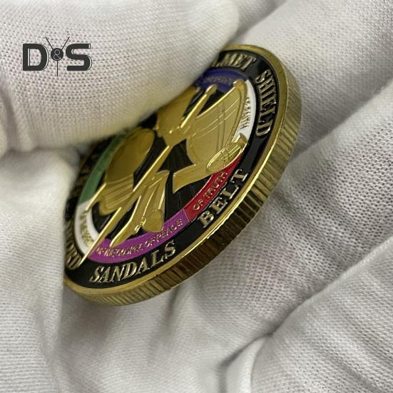 Münze „Rüstung Gottes“, Metall-Souvenirmünze mit 4 cm Durchmesser, „Legen Sie die ganze Rüstung Gottes an“, doppelseitige Herausforderungsmünze für gepanzerte Soldaten für die Militärkirche