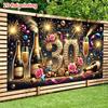 2D Black Gold 30th Birthday Fireworks Photo Background