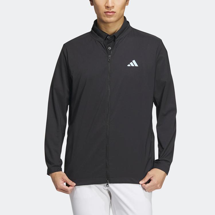 Adidas Solid Color Logo Golf Jacket Men Jackets Black HS9994