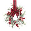 Mini Christmas Cabinet Wreath for Kitchen Red Berry Door Wreath with Bow for Farmhouse Holiday Xmas Party Decoration