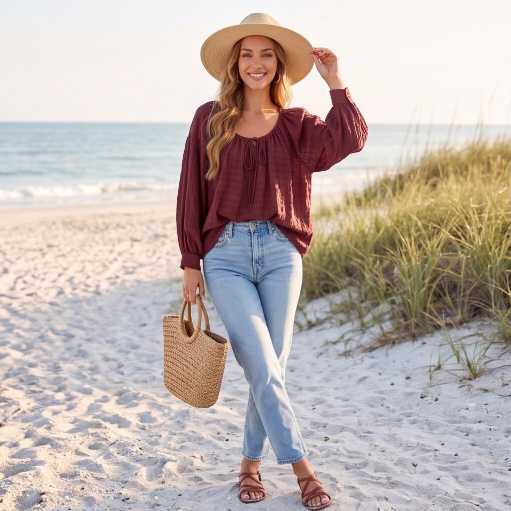 Women's Casual Color Crewneck Long Sleeve Top with for Everyday Wear
