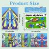 Kit per aeroplani di carta con 12 design classici, Carta origami colorata, Aeroplani da record mondiale, Aeroplani per studenti scolastici(Scava